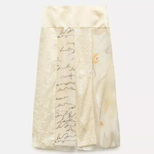 ZARA PATCHWORK MIDI SKIRT ZW COLLECTION PIECE - SIZE XS